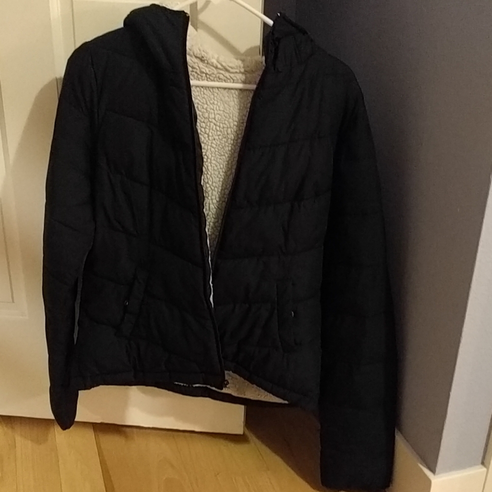 Hollister navy blue Sherpa lined jacket